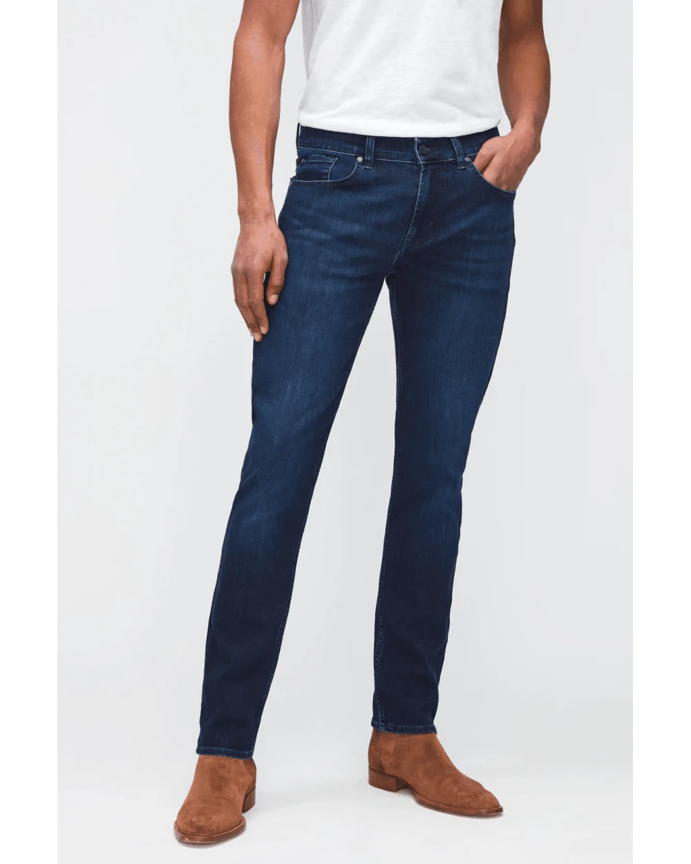 7 For All Mankind Mens Slimmy Tapered Luxe Performance Eco Jeans Dark Blue Denim 1 7 For All Mankind Mens Slimmy Tapered Luxe Performance Eco Jeans Dark Blue Denim