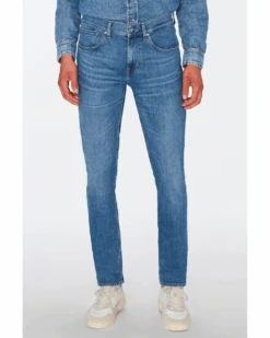 7 For All Mankind Mens Slimmy Tapered Stretch Tek Nomad Jeans, Light Blue Denim