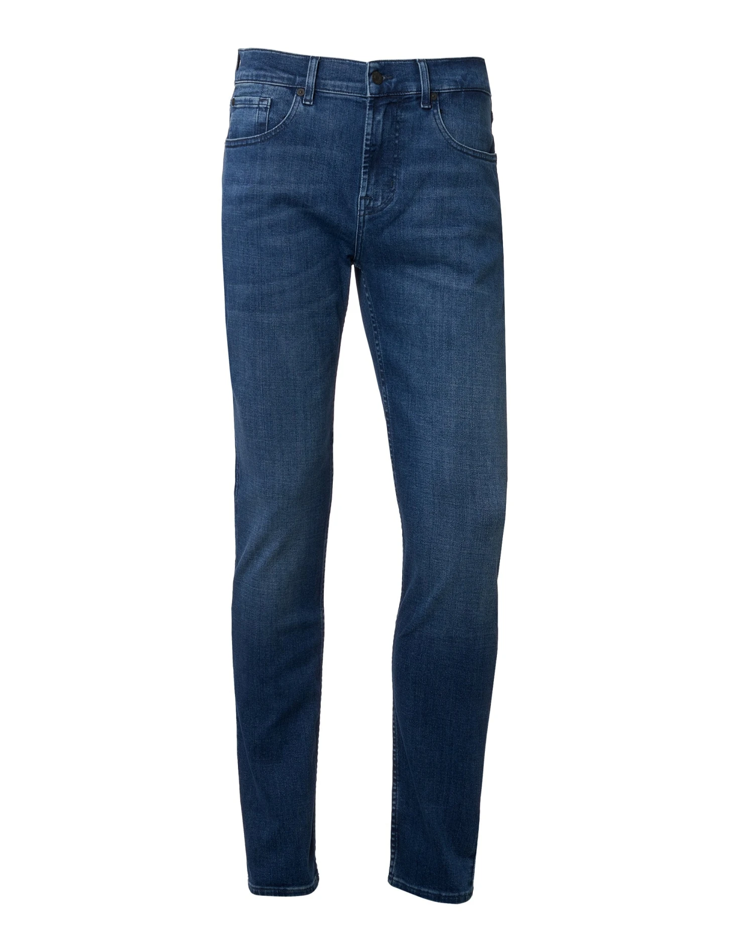 7 For All Mankind Mens Slimmy Tapered Stretch Tek Too Late Jeans, Mid Blue Denim 2 7 For All Mankind Mens Slimmy Tapered Stretch Tek Too Late Jeans, Mid Blue Denim - Image 2