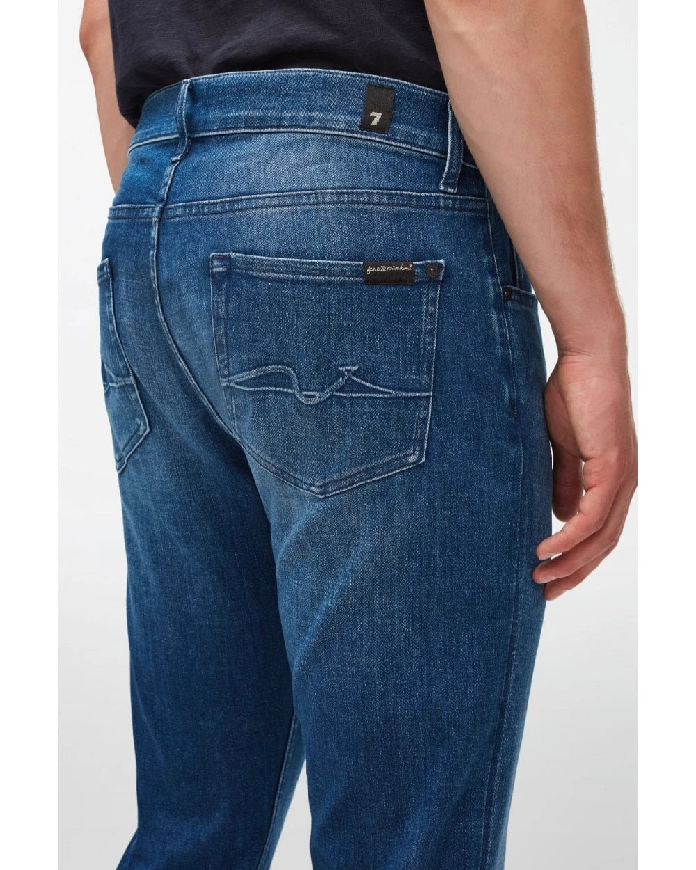 7 For All Mankind Mens Slimmy Tapered Stretch Tek Too Late Jeans, Mid Blue Denim 4 7 For All Mankind Mens Slimmy Tapered Stretch Tek Too Late Jeans, Mid Blue Denim - Image 4