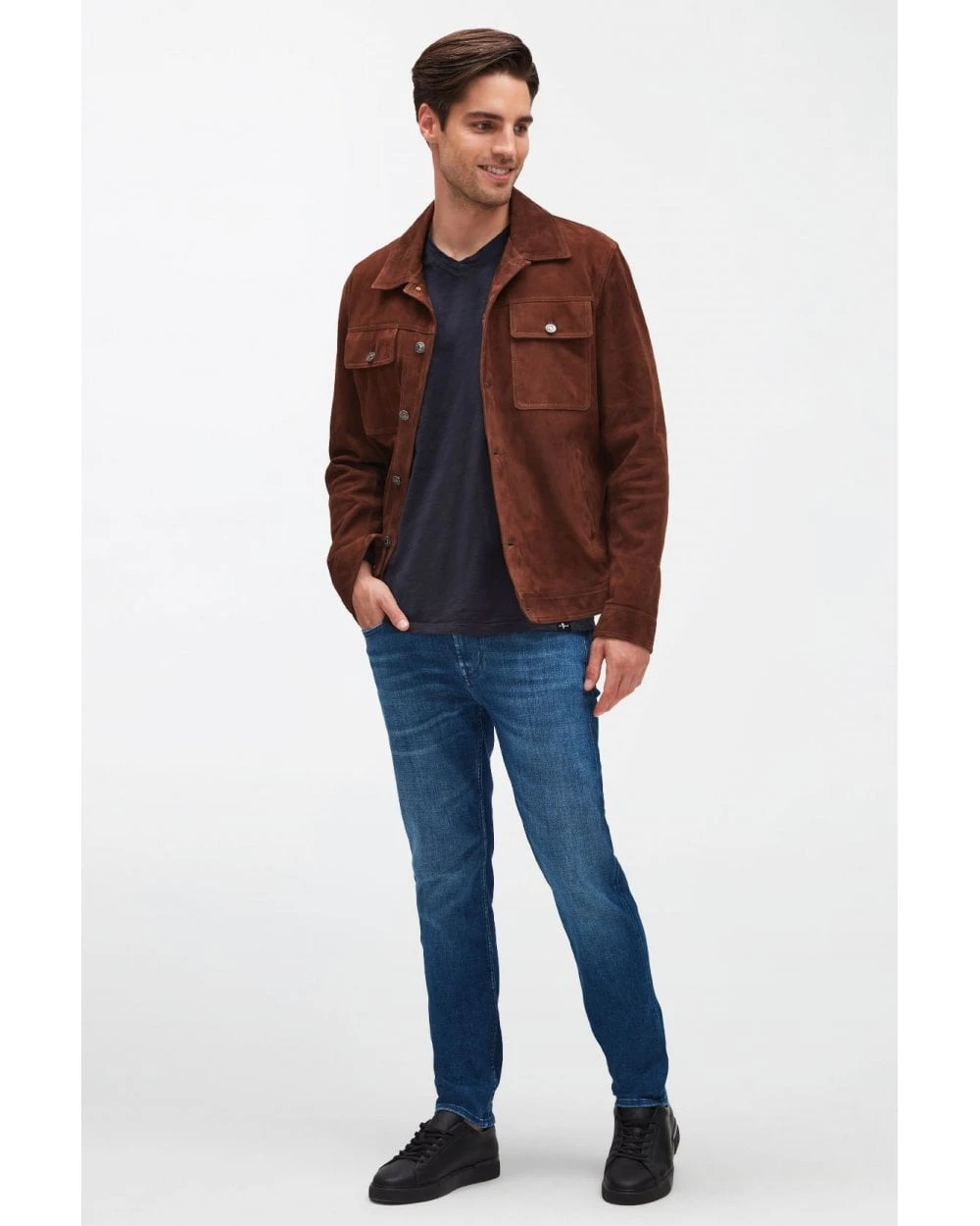 7 For All Mankind Mens Slimmy Tapered Stretch Tek Too Late Jeans, Mid Blue Denim 6 7 For All Mankind Mens Slimmy Tapered Stretch Tek Too Late Jeans, Mid Blue Denim - Image 6