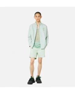 Ami Mens Aqua Green Cotton Gabardine Chino Shorts -Boss Store ami mens aqua green cotton gabardine chino shorts p40456 237309 image