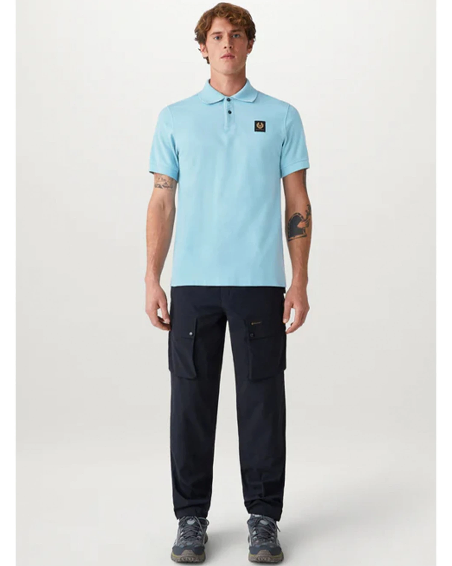 Belstaff Belstaff Mens Patch Polo Shirt Skyline Blue 2 Belstaff Belstaff Mens Patch Polo Shirt Skyline Blue - Image 2