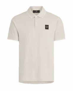 Belstaff Mens Tipped Patch Polo Shirt Moonbeam