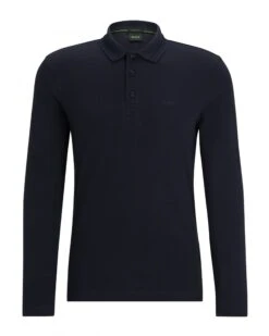 BOSS Mens Cotton Plique Polo Shirt Dark Blue