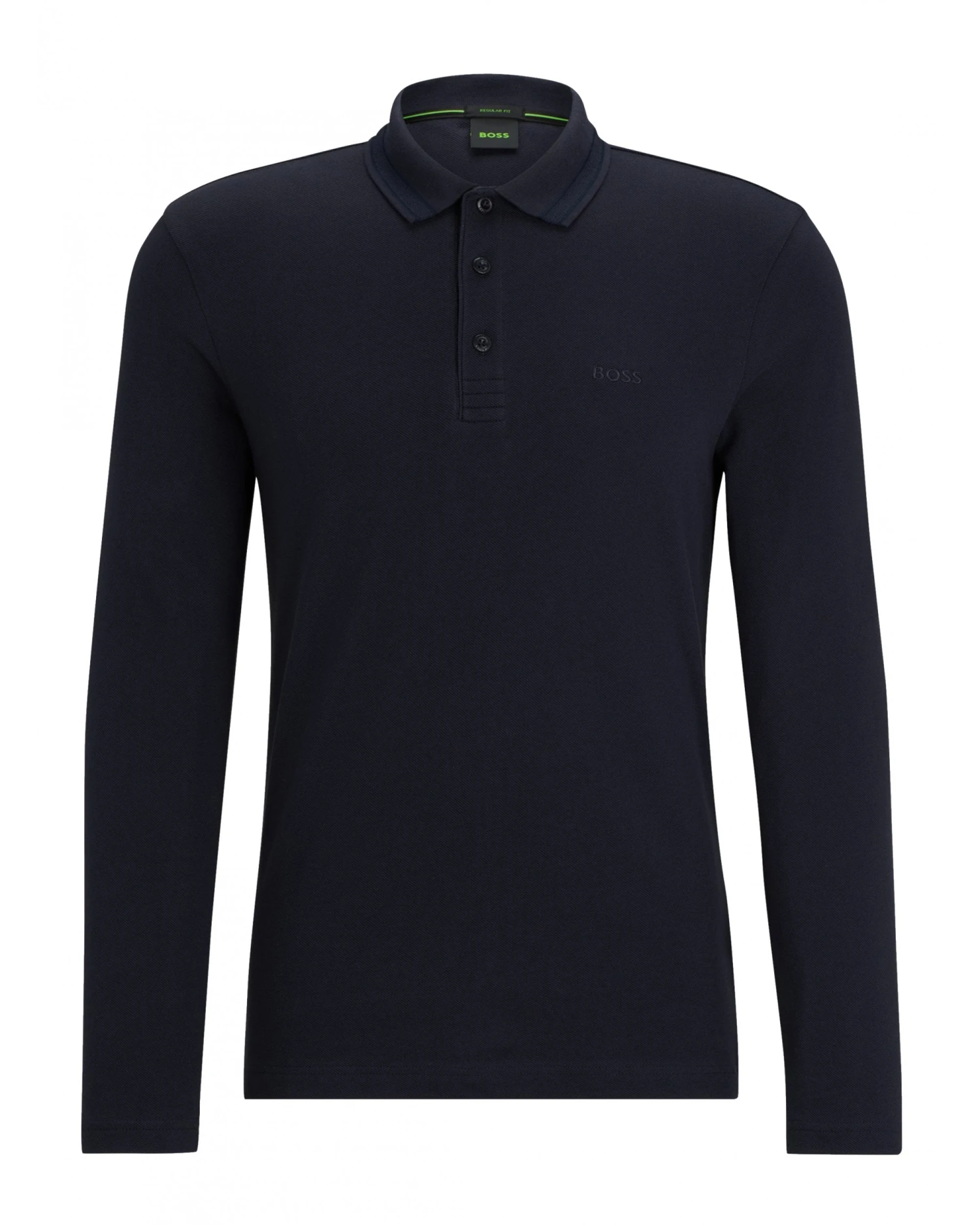 BOSS Mens Cotton Plique Polo Shirt Dark Blue 1 BOSS Mens Cotton Plique Polo Shirt Dark Blue