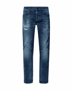 BOSS Mens Delaware Rip And Repair Jeans Med Blue