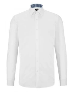 BOSS Mens H-Hank Kent White Easy-Iron Cotton Poplin Slim Fit Shirt