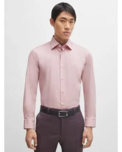 BOSS Mens Hank Kent Easy Iron Poplin Shirt Light Pastel Pink -Boss Store boss mens hank kent easy iron poplin shirt light pastel pink p44513 280026 zoom