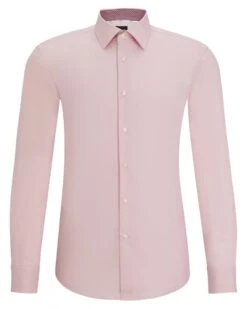 BOSS Mens Hank Kent Easy Iron Poplin Shirt Light Pastel Pink