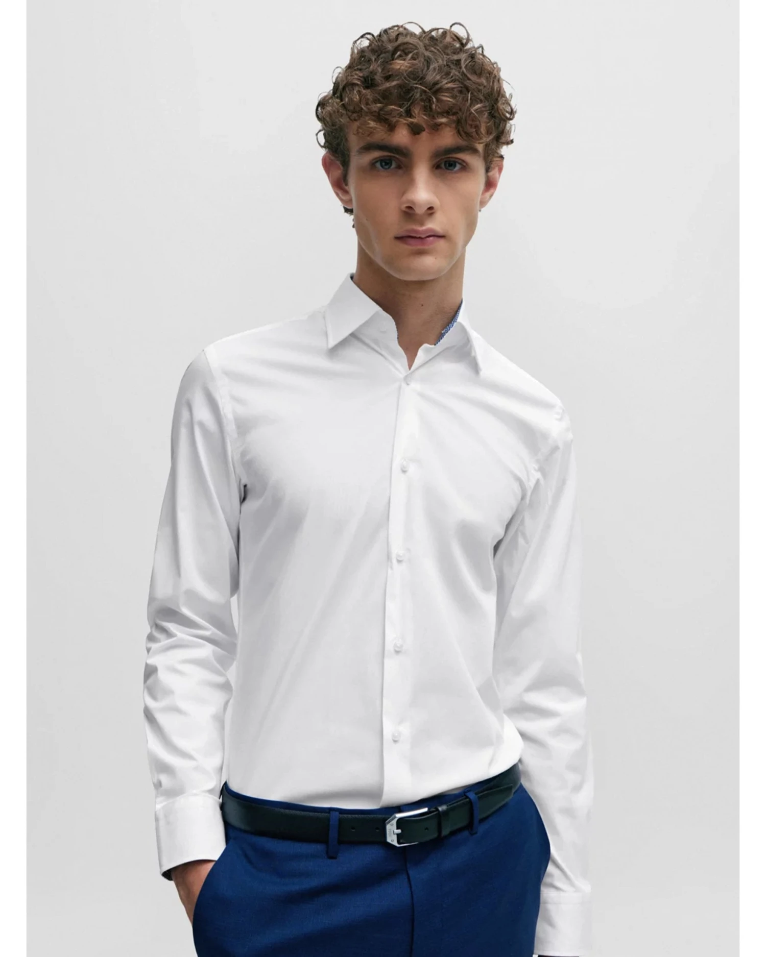 BOSS Mens Hank Kent Easy Iron Poplin Shirt White 2 BOSS Mens Hank Kent Easy Iron Poplin Shirt White - Image 2