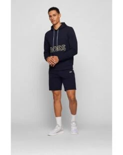 BOSS Mens Headlo Dark Blue Cotton Blend Regular Fit Shorts -Boss Store boss mens headlo dark blue cotton blend regular fit shorts p41321 239913 image