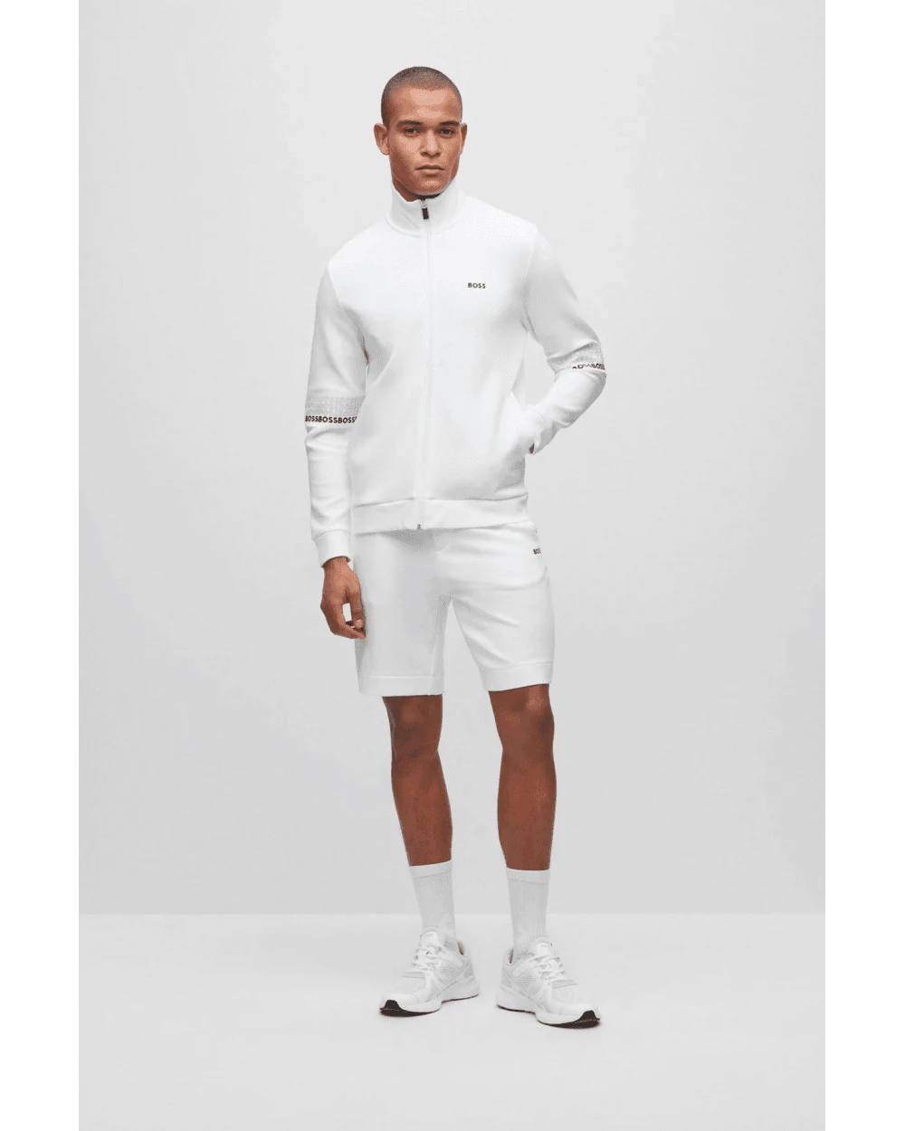 BOSS Mens Headlo Sweat Shorts White 2 BOSS Mens Headlo Sweat Shorts White - Image 2