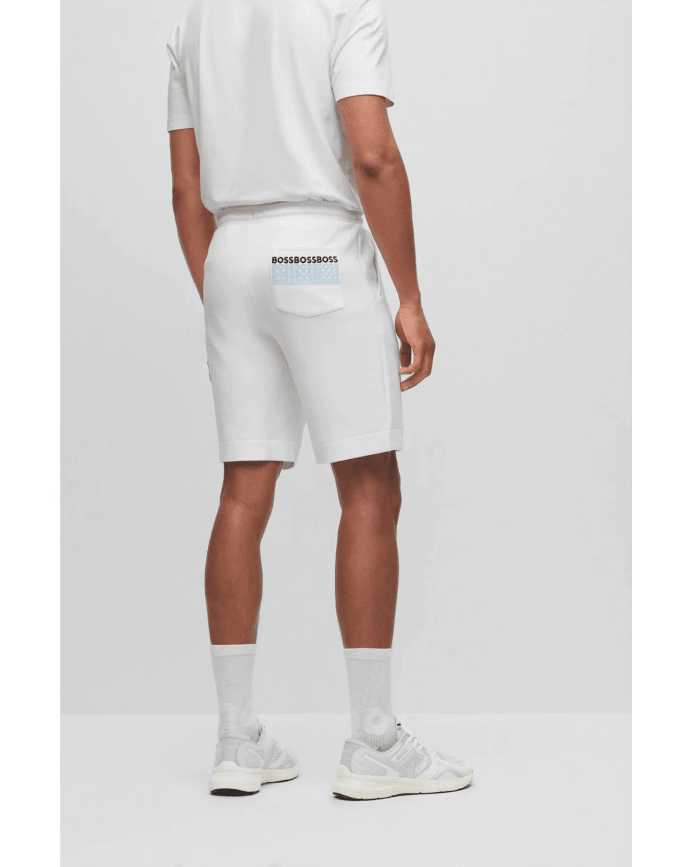 BOSS Mens Headlo Sweat Shorts White 4 BOSS Mens Headlo Sweat Shorts White - Image 4