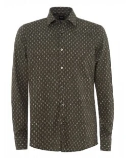 BOSS Mens Lukas F Leaf Olive Shirt