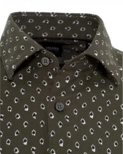 BOSS Mens Lukas F Leaf Olive Shirt -Boss Store boss mens lukas f leaf olive shirt p42564 248593 image