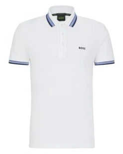 BOSS Mens Paddy Polo Shirt Light Natural White
