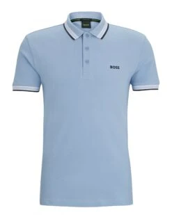 BOSS Mens Paddy Polo Shirt Open Blue