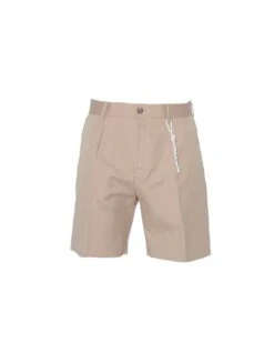 BOSS Mens Pepe Light Beige Relaxed Fit Pleat-Front Shorts