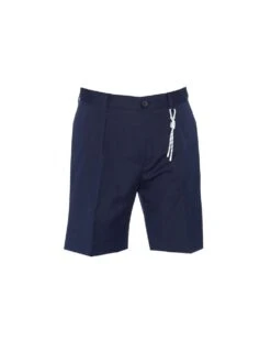 BOSS Mens Pepe Navy Blue Relaxed Fit Pleat-Front Shorts