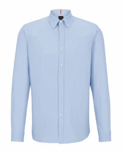 BOSS Mens Rickert Oxford Shirt Open Blue