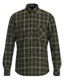 BOSS Mens Riou_1 Dark Green Checked Light Flannel Shirt