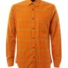 BOSS Mens Riou_1 Orange Checked Light Flannel Shirt