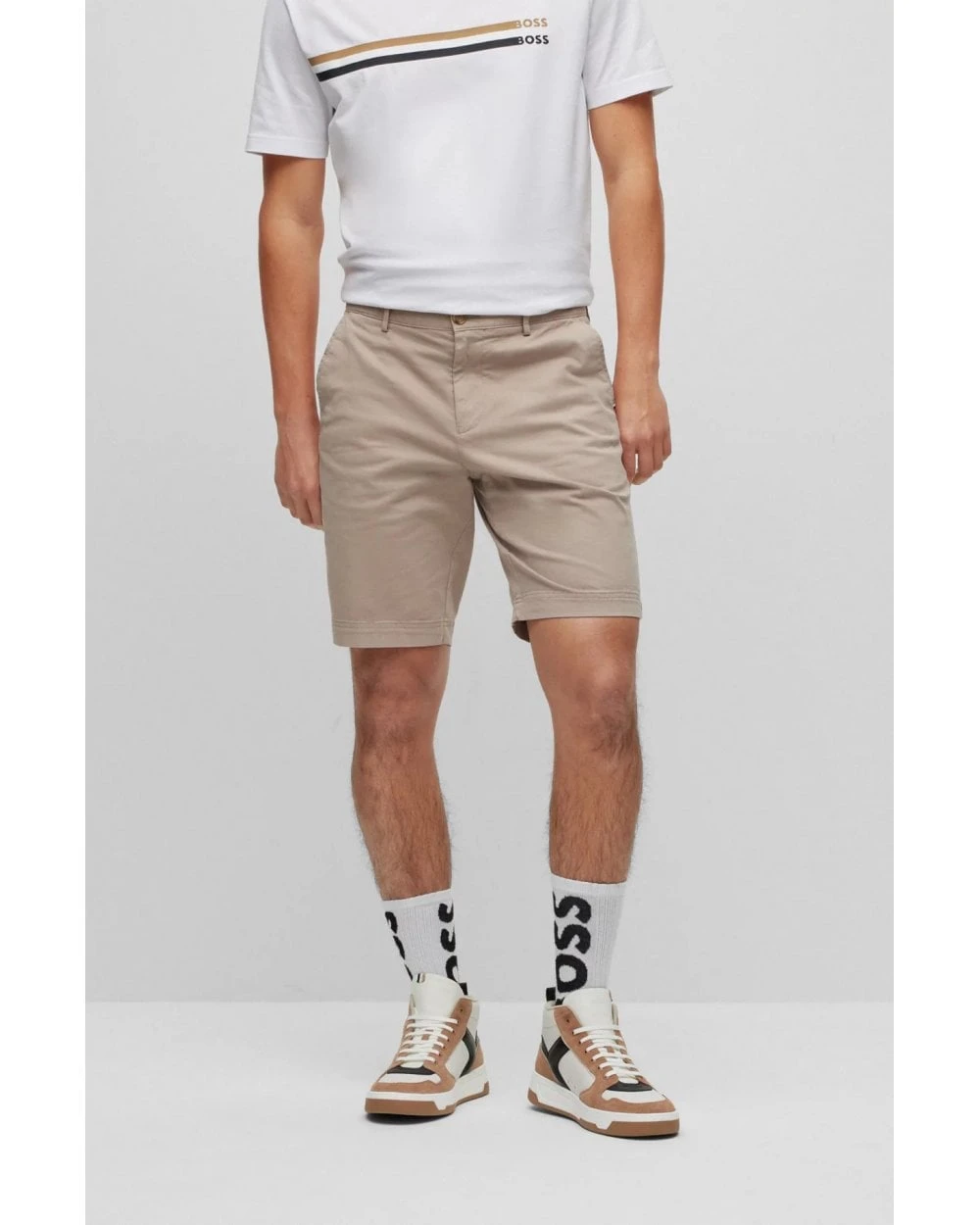 BOSS Mens Slice Shorts Open Beige 2 BOSS Mens Slice Shorts Open Beige - Image 2