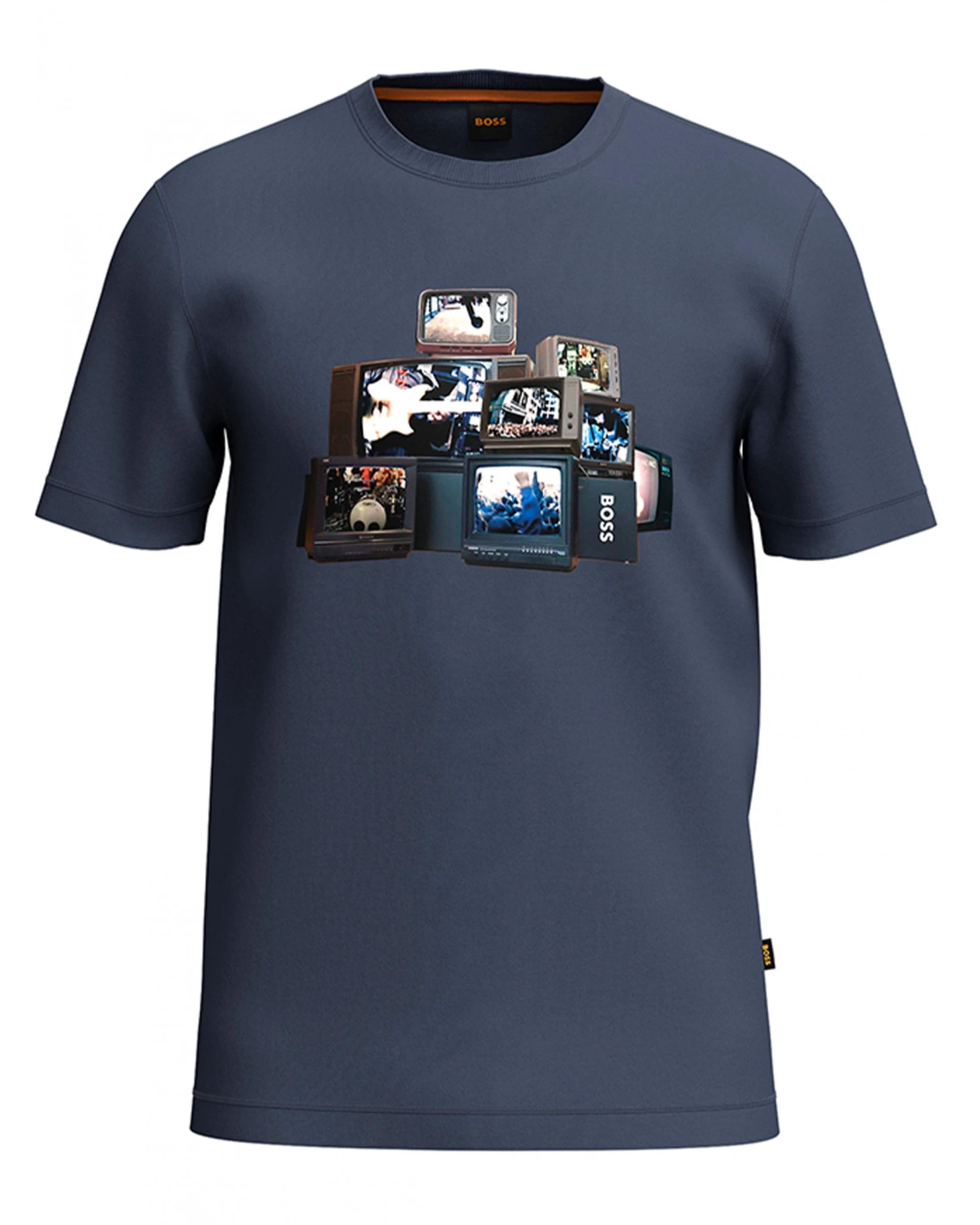 BOSS Mens Stack Mushroom T Shirt Dark Blue 1 BOSS Mens Stack Mushroom T Shirt Dark Blue