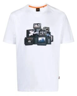 BOSS Mens Stack Mushroom T Shirt White