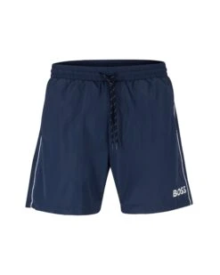 BOSS Mens Starfish Navy Blue Quick-Drying Logo Swim Shorts