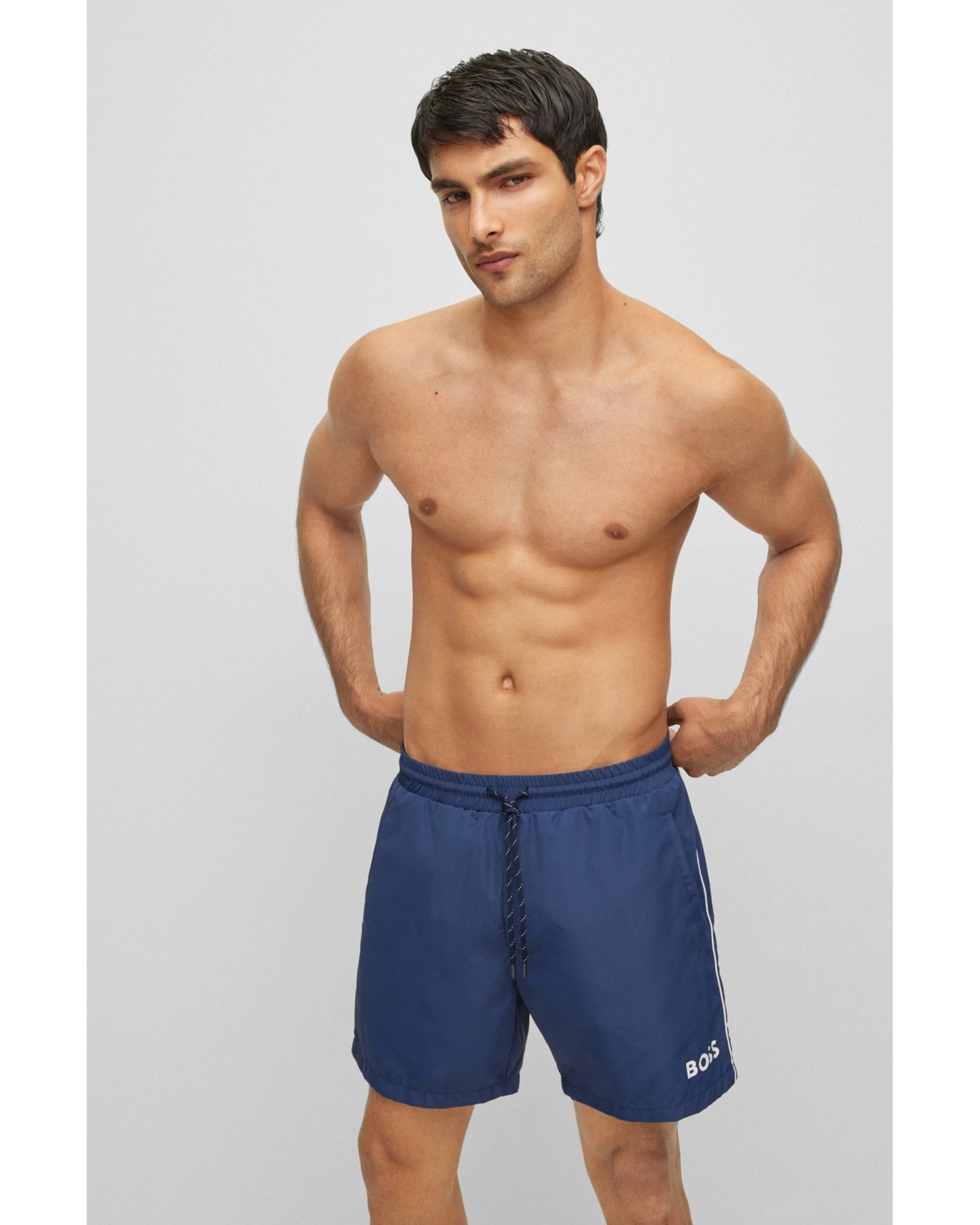 BOSS Mens Starfish Navy Blue Quick-Drying Logo Swim Shorts 2 BOSS Mens Starfish Navy Blue Quick-Drying Logo Swim Shorts - Image 2