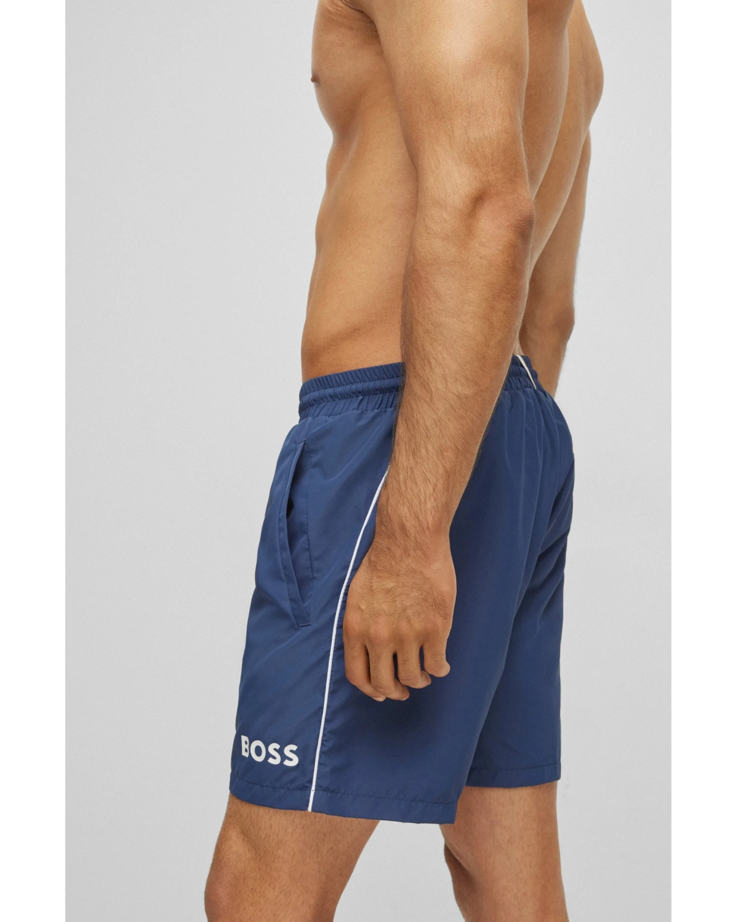 BOSS Mens Starfish Navy Blue Quick-Drying Logo Swim Shorts 4 BOSS Mens Starfish Navy Blue Quick-Drying Logo Swim Shorts - Image 4