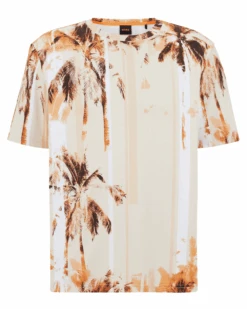 BOSS Mens Summer Tree T Shirt Bright Orange