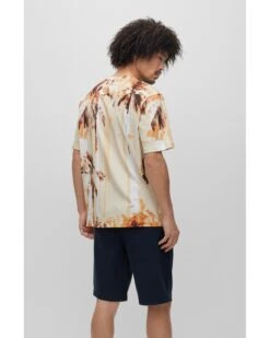 BOSS Mens Summer Tree T Shirt Bright Orange -Boss Store boss mens summer tree t shirt bright orange p42921 268934 zoom