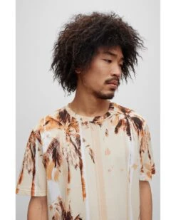 BOSS Mens Summer Tree T Shirt Bright Orange -Boss Store boss mens summer tree t shirt bright orange p42921 268939 zoom