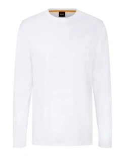 BOSS Mens Tacks Regular Fit Logo Patch T Shirt, White Tee