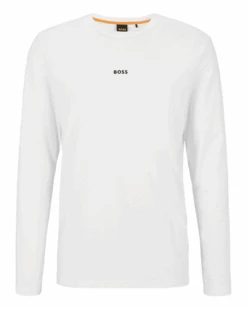 BOSS Mens TChark Long Sleeved Logo T-Shirt White