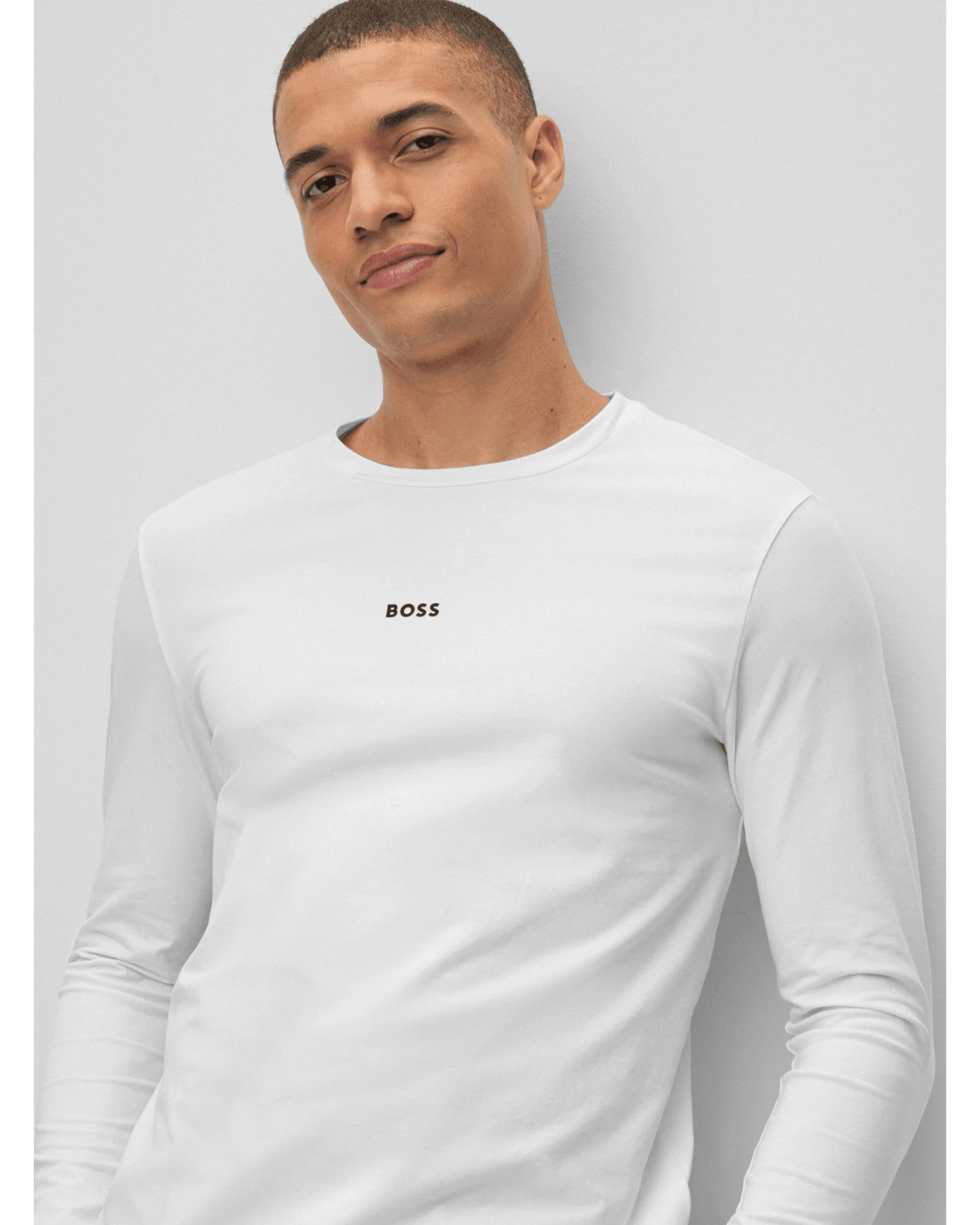 BOSS Mens TChark Long Sleeved Logo T-Shirt White 3 BOSS Mens TChark Long Sleeved Logo T-Shirt White - Image 3