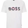 BOSS Mens Teeart Relaxed Fit Camo Logo T Shirt, White Tee