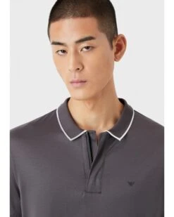 Emporio Armani Mens Grey Travel Essentials Tencel Blend Jersey Polo Shirt -Boss Store emporio armani mens grey travel essentials tencel blend jersey polo shirt p42980 262744 zoom