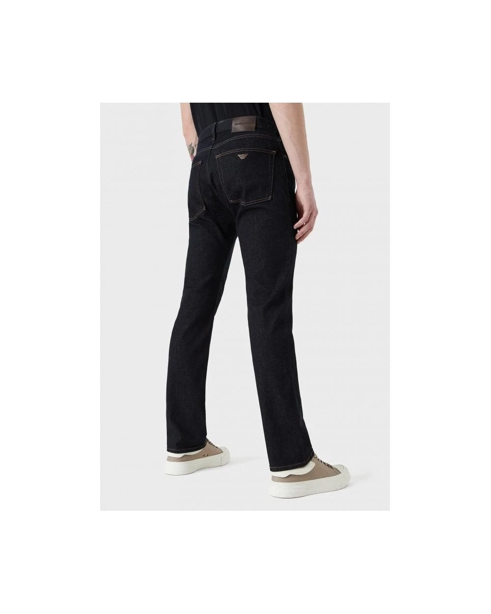 Emporio Armani Mens J45 Regular Fit Jeans Dark Blue Wash Denim 3 Emporio Armani Mens J45 Regular Fit Jeans Dark Blue Wash Denim - Image 3