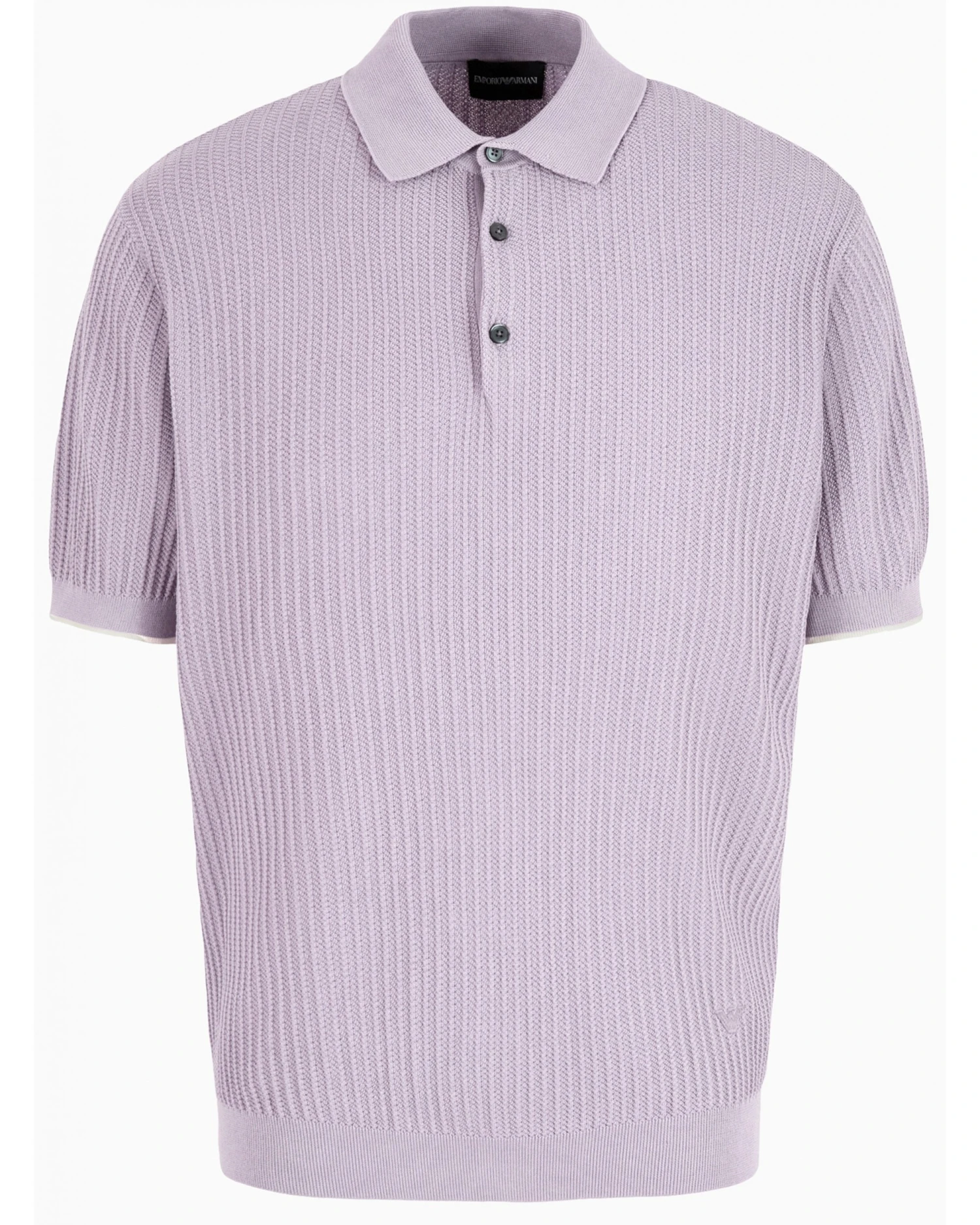 Emporio Armani Mens Knit Patterned Polo Shirt Lilac Purple 1 Emporio Armani Mens Knit Patterned Polo Shirt Lilac Purple