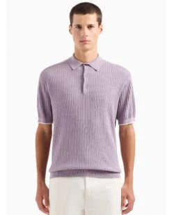 Boss Store -Boss Store emporio armani mens knit patterned polo shirt lilac purple p44593 283744 zoom