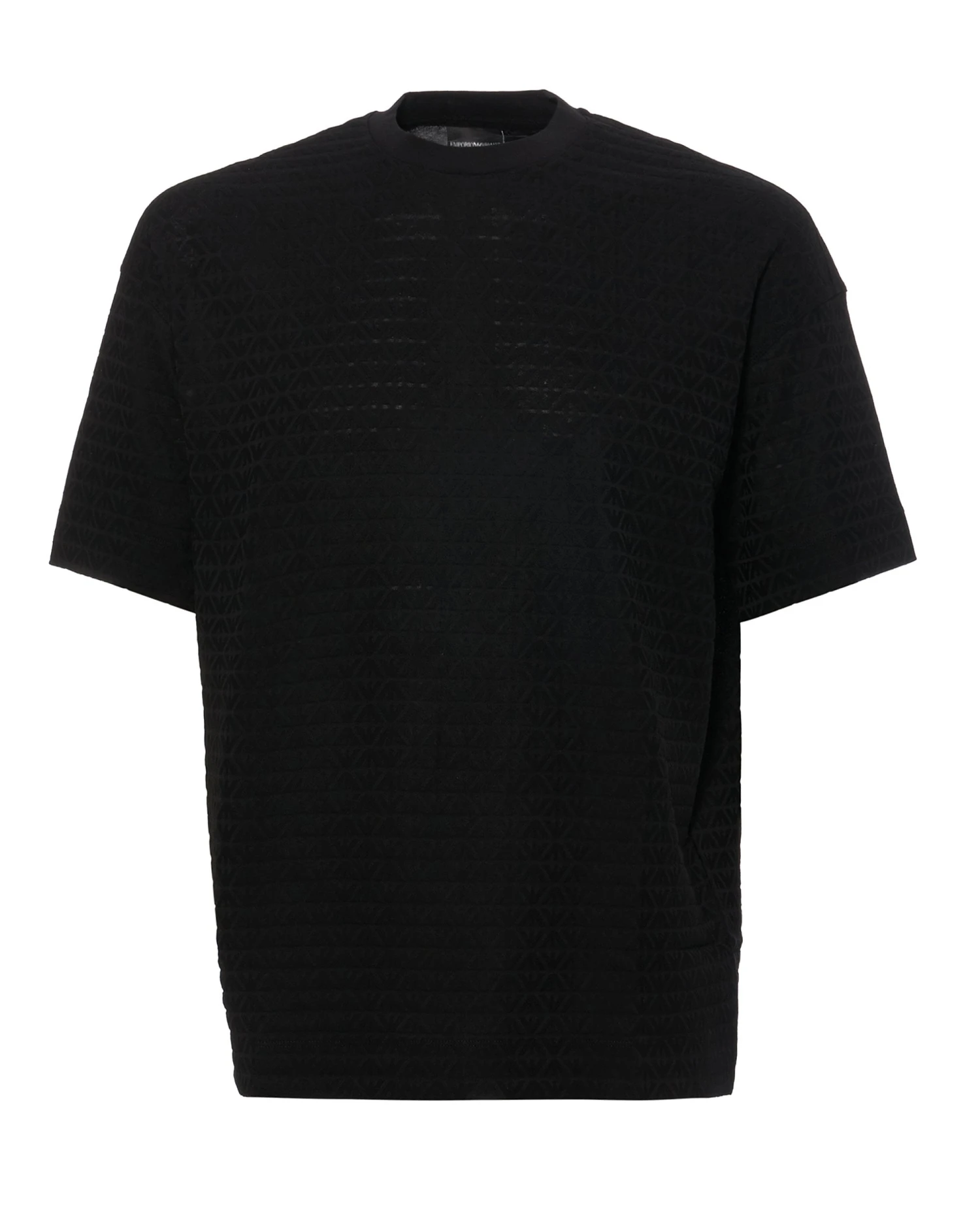 Emporio Armani Mens Tonal Structure T Shirt, Black Tee 1 Emporio Armani Mens Tonal Structure T Shirt, Black Tee