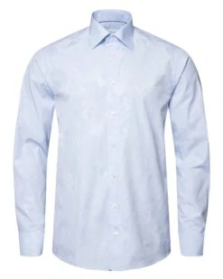 Eton Shirts Mens Blue Tonal Floral Pattern Slim Fit Shirt