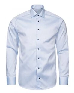 Eton Shirts Mens Contrast Detail Twill Shirt Blue