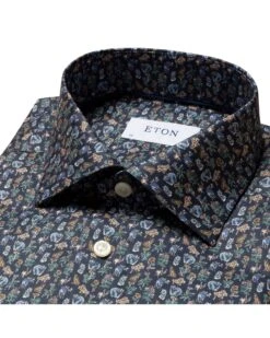 Eton Shirts Mens Dark Blue Slim Fit Fauna Print Signature Twill Shirt -Boss Store eton shirts mens dark blue slim fit fauna print signature twill shirt p39825 214208 zoom