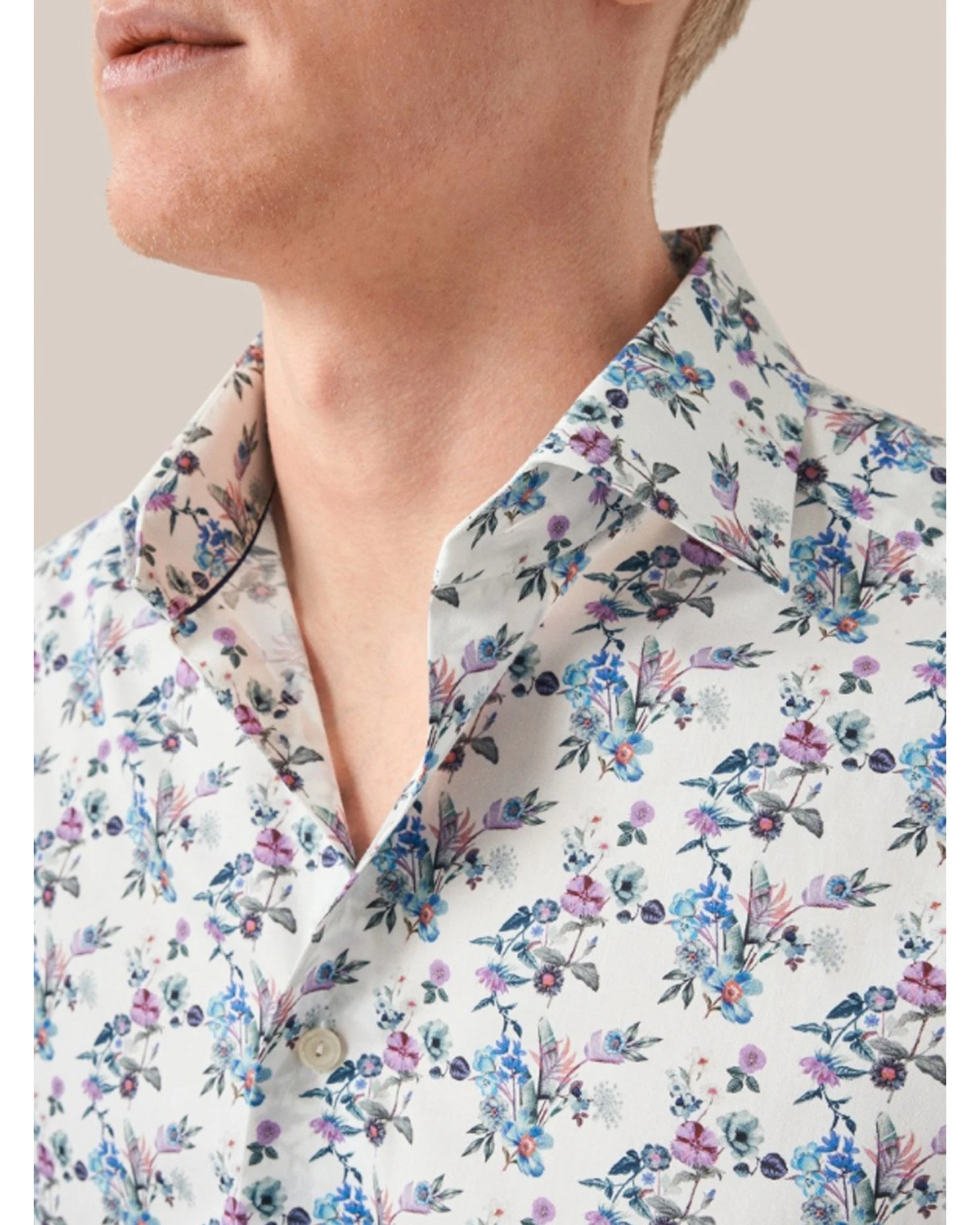 Eton Shirts Mens Floral Print Shirt Light Blue 2 Eton Shirts Mens Floral Print Shirt Light Blue - Image 2