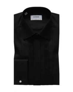 Eton Shirts Mens Front Pleat Dinner Shirt Black